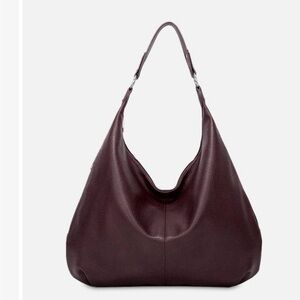 Burgundy PU Leather Hobo Bag